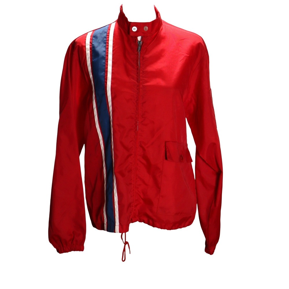 Vintage Swingster Red Racing Stripe Windbreaker Jacket Small Retro Lightweight
